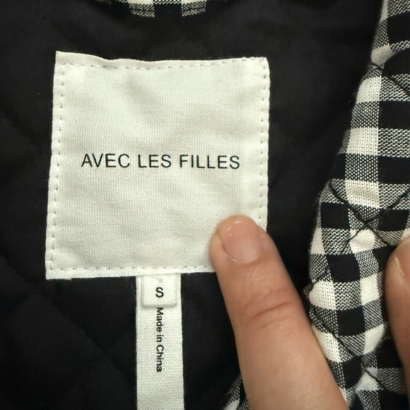 Avec Les Filles spring Jacket quilted black and white checkered ribbon tie - Picture 9 of 9